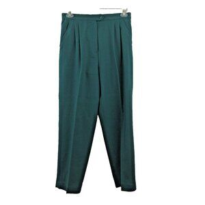 VTG Dan Scott Womens 14 Green 100% Wool Pleated Front Slack Straight Leg Pants